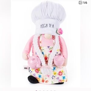 Spring Plush Gnome with Teapot "Tea" Rae Dunn Spring Décor new